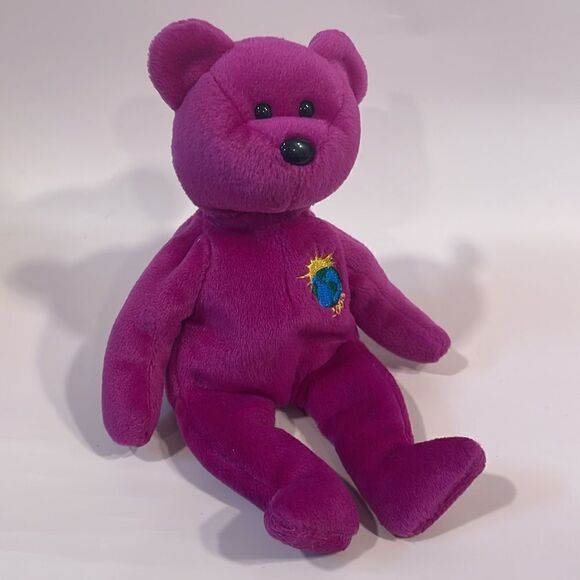 2000 TY Beanie Baby Millennium the Purple Bear Excellent Used Condition 9” long - Picture 5 of 8